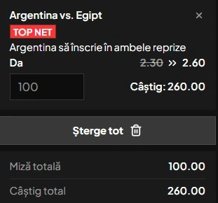Pariuri speciale Argentina - Egipt