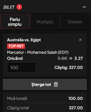 Pariuri speciale Australia vs Egipt