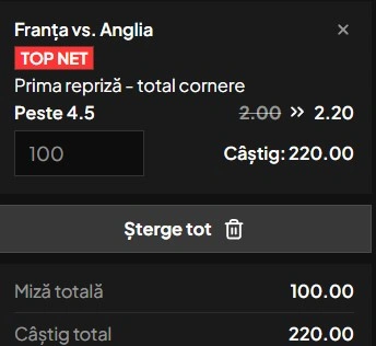 Pariuri speciale Franța - Anglia
