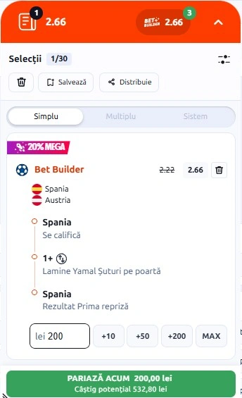 Pariuri Speciale Spania vs Austria