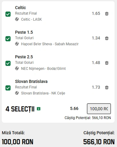 Biletul Zilei Unibet din 19 august 2026