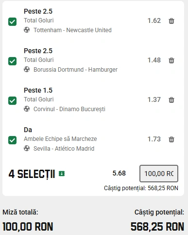 Biletul Zilei Unibet din 29 august 2026