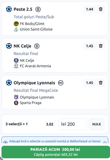 Biletul Zilei din preliminariile Champions League 11.08.2026