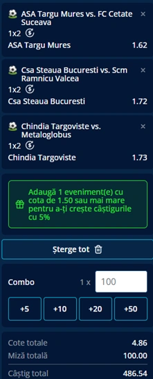 Biletul etapei a doua din Liga 2