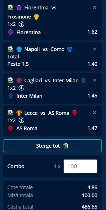 Biletul etapei a doua din Serie A
