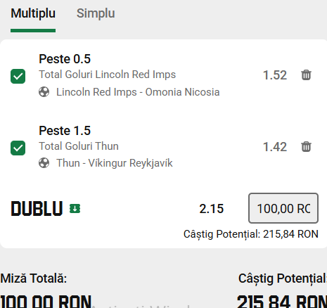 Biletul zilei 6 august 2026 la Unibet