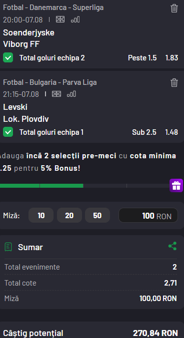 Biletul zilei 7 august 2026 la Maxbet