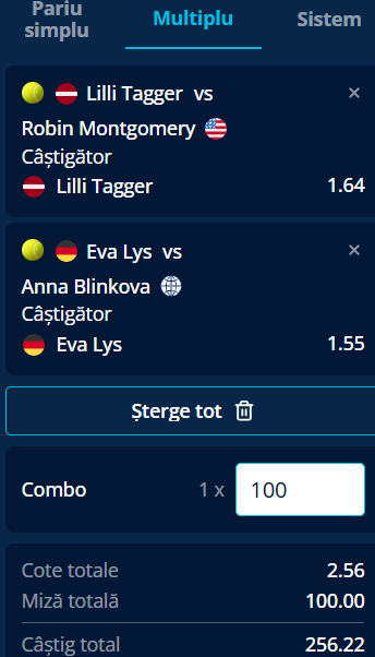 Biletul zilei tenis 12 august 2026