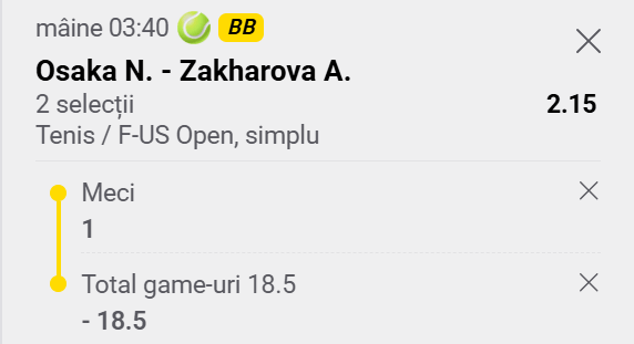 Cota 2 de la US Open 01 septembrie 2026 la Fortuna