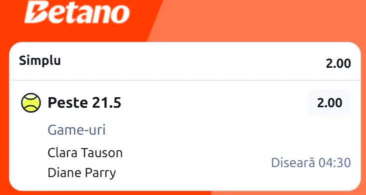 Cota 2 din Tenis 28 august 2026 de la WTA Monterrey Open la Betano