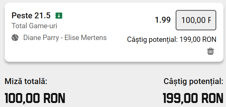 Cota 2 din Tenis 30 august 2026 de la WTA Monterrey Open la Unibet