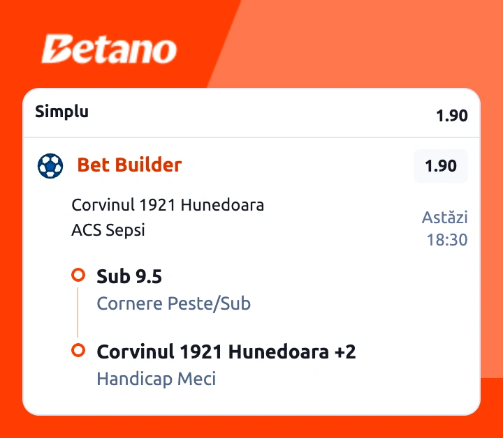 Cota 2 la Betano pe un joc din Superliga României, 2 august 2026