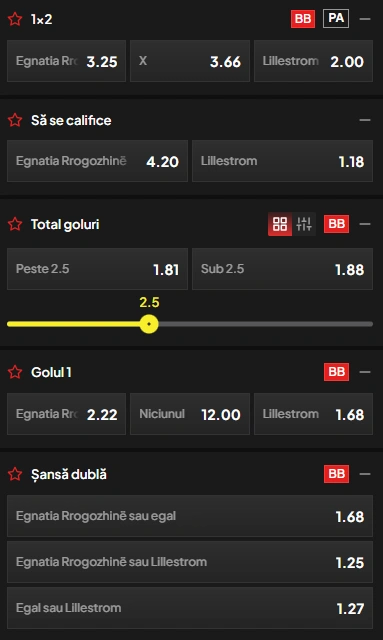 Cote pariuri Egnatia vs Lillestrom la TopBet