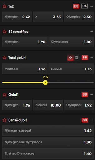 Cote pariuri NEC Nijmegen vs Olympiakos la TopBet