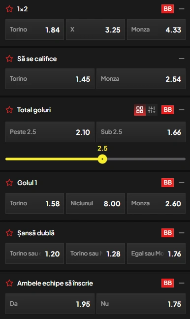 Cote pariuri Torino vs Monza la TopBet