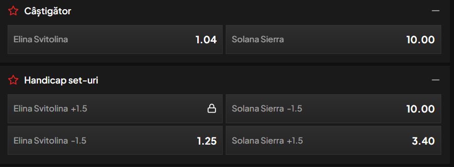 Cote pariuri la TopBet  Elina Svitolina vs Solana Sierra, în mod normal ucraineanca n-ar trebui să aibă probleme în primul tur de la US Open 2026