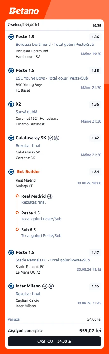 Bilet de weekend din fotbal 29.08.2026