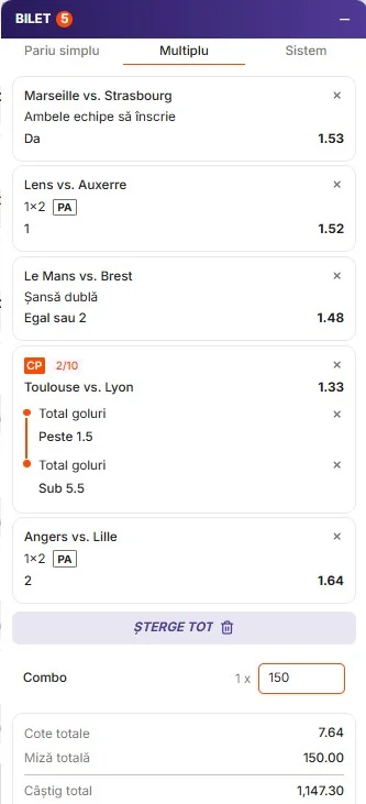 Biletul primei etape din Ligue 1 - 21 august 2026