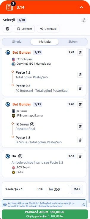 Biletul zilei azi din fotbal 10 august 2026