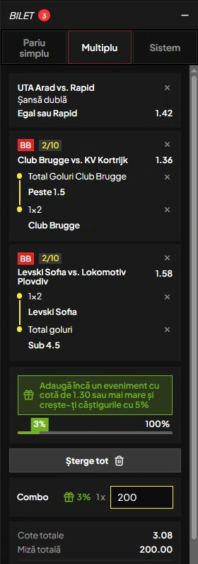 Biletul zilei din fotbal la Topbet 07.08.2026