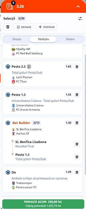 Biletul zilei din Play-off-ul Europa League 20 august 2026