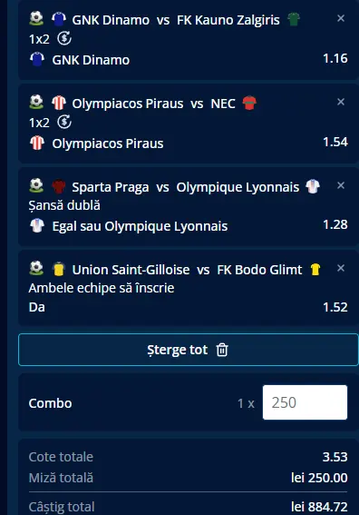 Biletul Zilei din preliminariile Champions League 04.08.2026