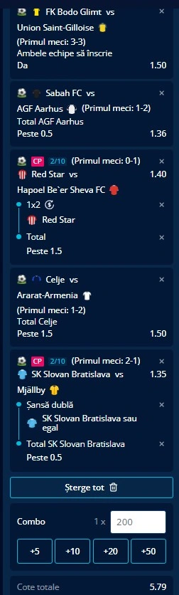 Biletul zilei din Preliminariile Champions League 11.08.2026