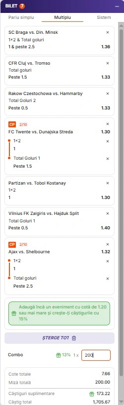 Biletul zilei din Preliminariile Conference League 06.08.2026