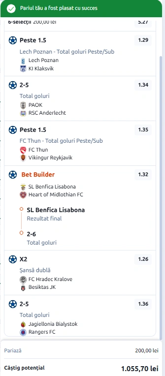 Biletul zilei din Preliminariile Europa League 6 august 2026