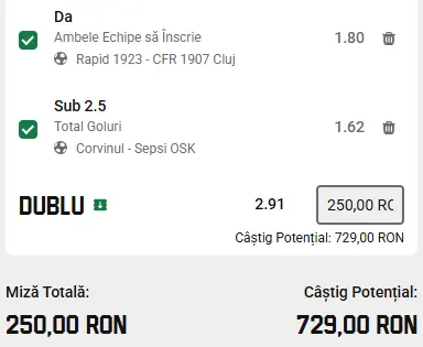 Biletul Zilei la Unibet 02.08.2026