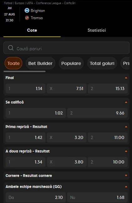 Cote pariuri Brighton - Tromso