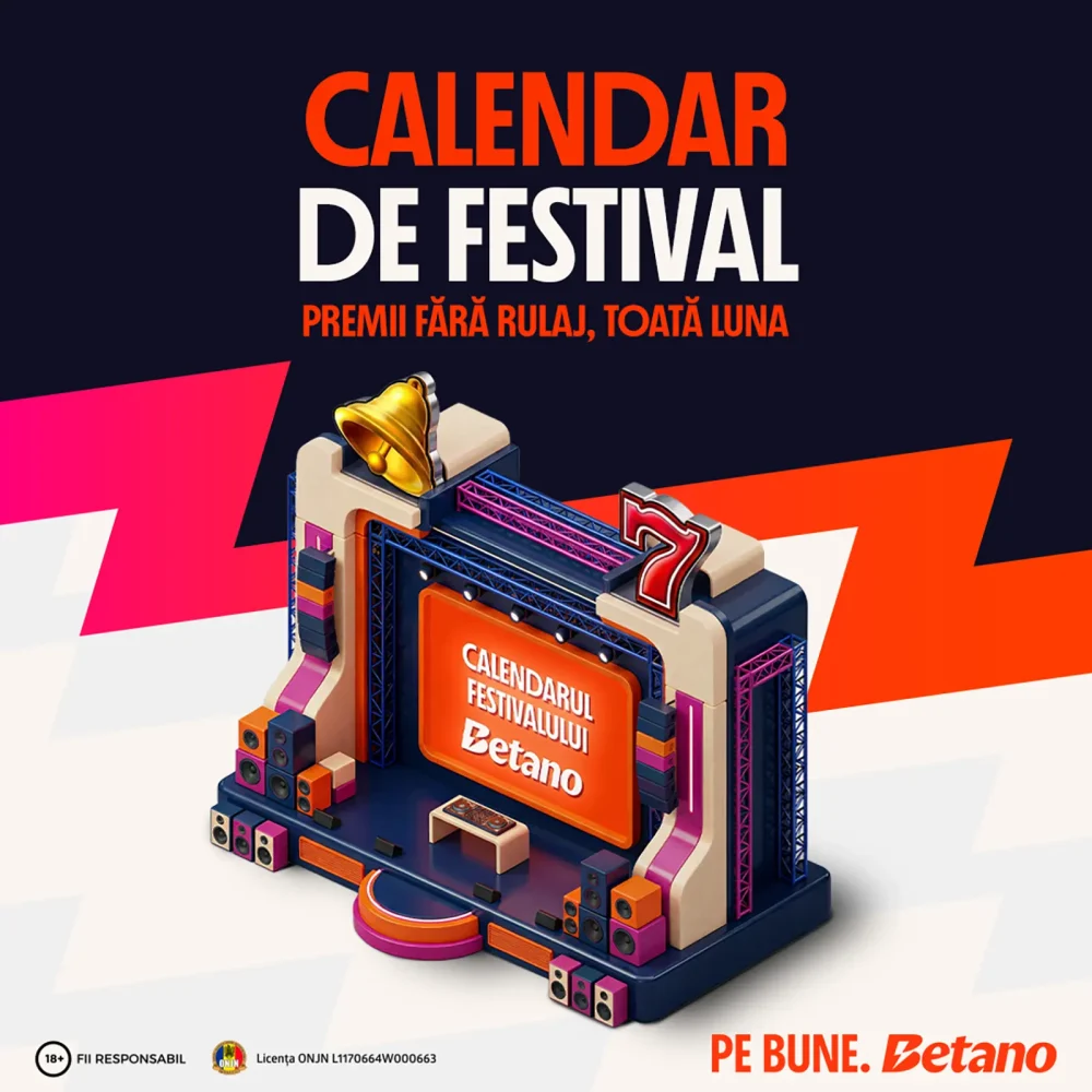 Calendarul de Festival Betano aduce premii zilnice fără rulaj și 850 Rotiri Gratuite