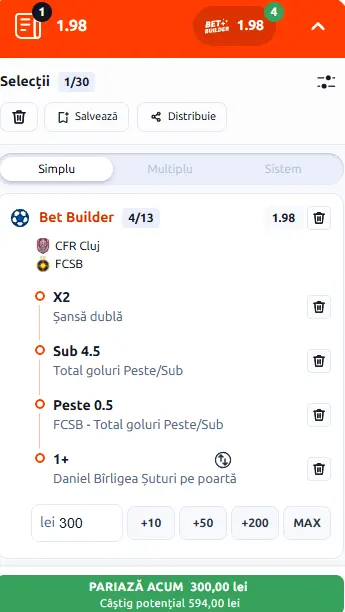 Cota 2 în CFR Cluj vs FCSB 23.08.2026