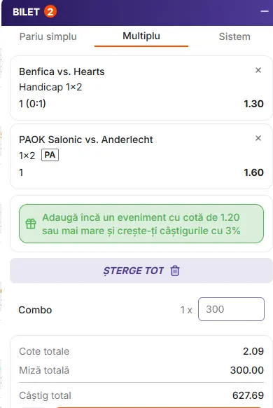 Cota 2 în preliminariile Europa League 06.08.2026