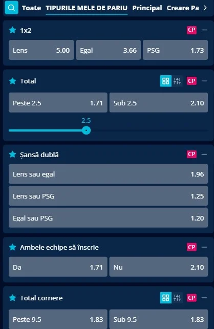 Cote pariuri Lens vs PSG