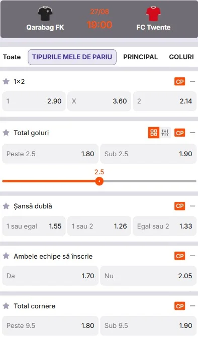 Cote pariuri Qarabag - Twente