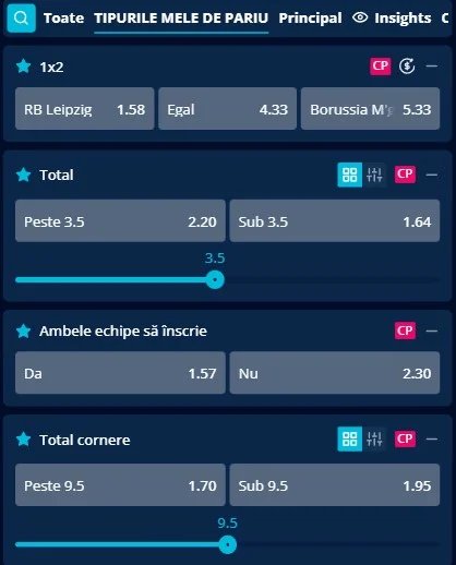 Cote pariuri RB Leipzig vs Monchengladbach