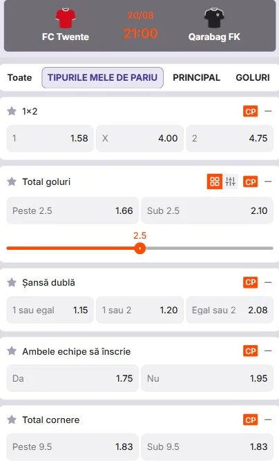 Cote pariuri Twente vs Qarabag