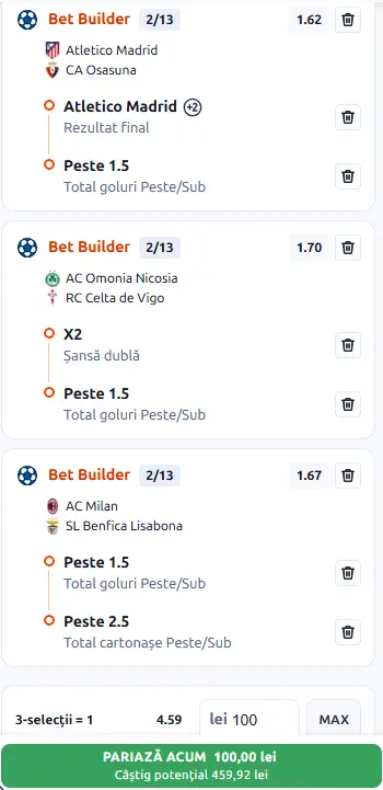 Biletul Zilei Bet Builder din 16 septembrie 2026