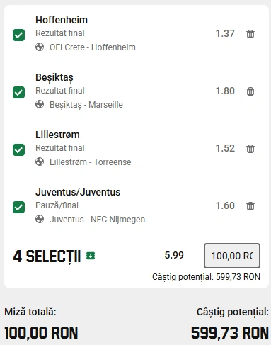 Biletul Zilei Unibet din 17 septembrie 2026