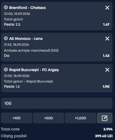 Biletul Zilei VictoryBet din 18 septembrie 2026