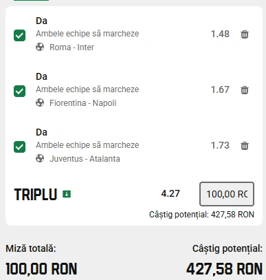 Biletul etapei a cincea din Serie A