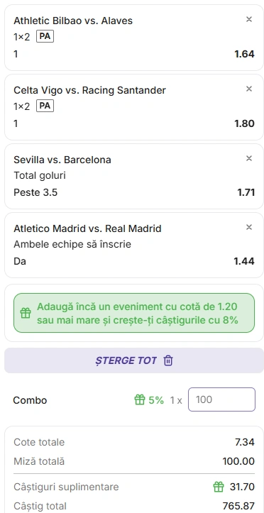 Biletul etapei a saptea din LaLiga