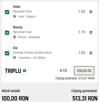 Biletul etapei a treia din Serie A