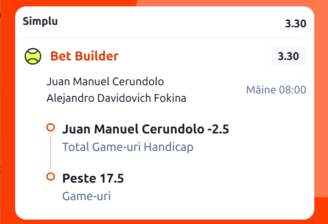 Biletul zilei Tenis 26 septembrie 2026 de la ATP Chengdu Open la Betano