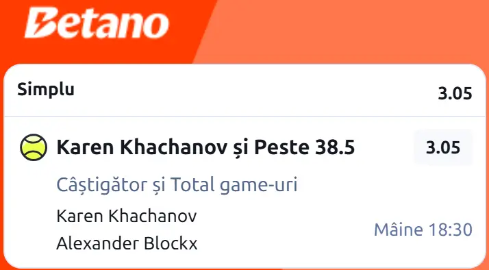 Biletul zilei US Open 09 septembrie 2026 la Betano