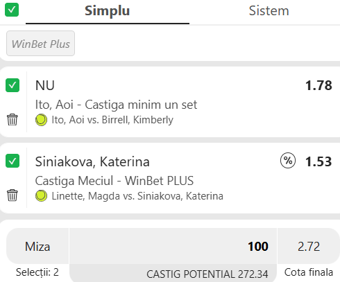 Biletul zilei tenis 1 octombrie 2026