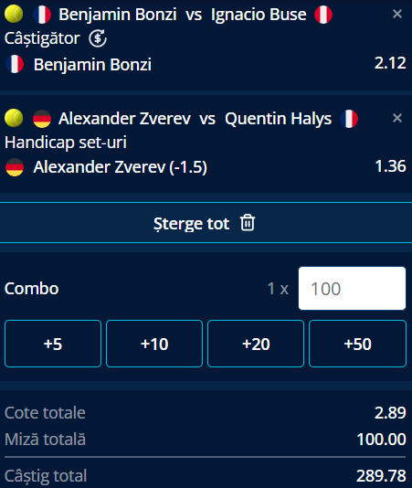 Biletul zilei tenis 3 septembrie 2026