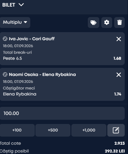 Biletul zilei tenis 7 septembrie 2026