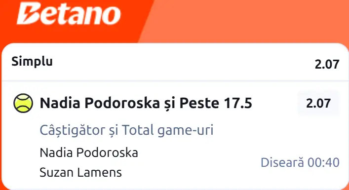 Cota 2 din Tenis 19 septembrie 2026 de la WTA Sao Paulo Open la Betano